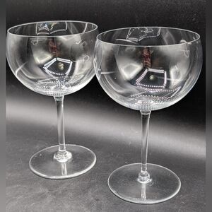 Set Of Two Baccarat Crystal Water Goblet / Wine Glssses, ~7in Tall, 4in Diameter